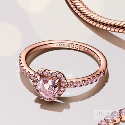 Nhẫn bạc mạ vàng hồng 14k hình trái tim