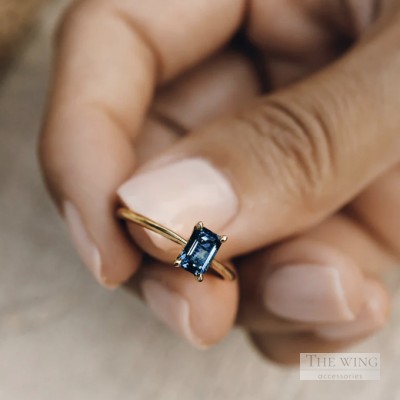 Nhẫn bạc mạ vàng Baguette ring