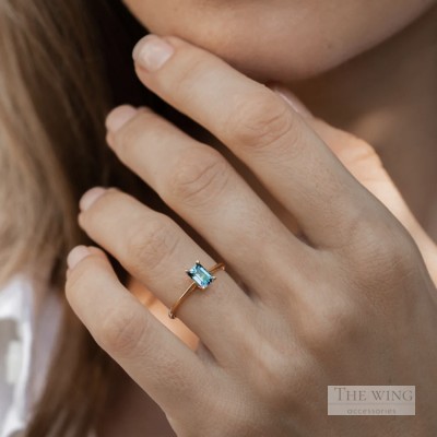 Nhẫn bạc mạ vàng Baguette ring