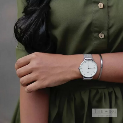 lắc tay Daniel Wellington classic cuff bạc