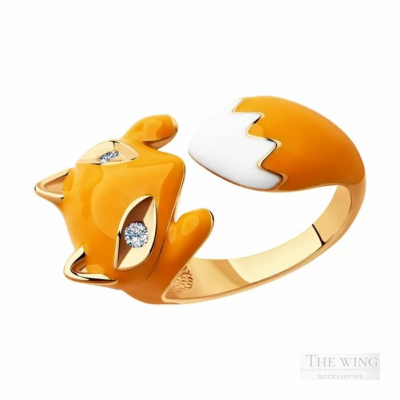 Nhẫn Sokolov mạ vàng đính 2 viên đá CZ