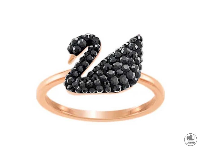 Nhẫn Swarovski Iconic Swan Ring, Black, Rose 
