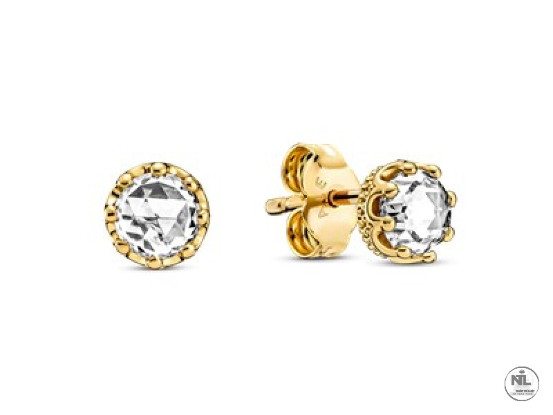 Clear Sparkling Crown Stud Earrings