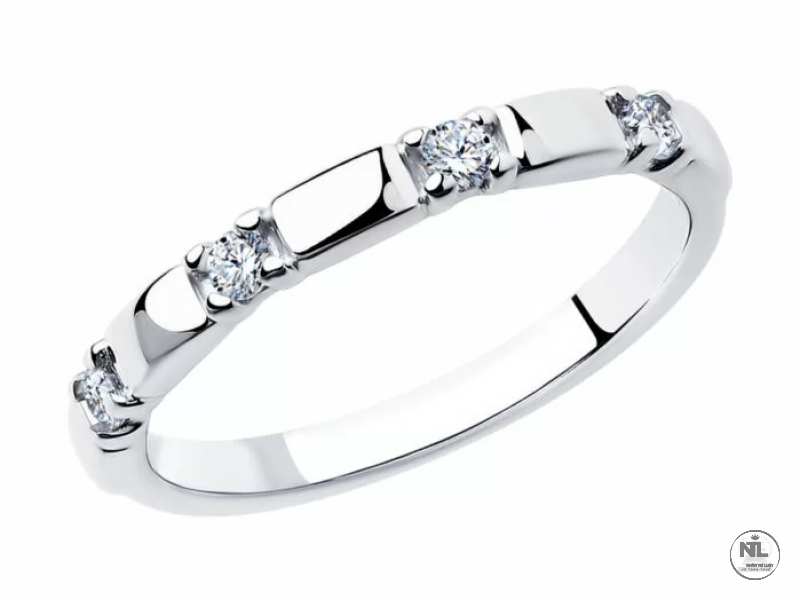 Nhẫn Sokolov bằng bạc 925  đính 4 viên đá CZ