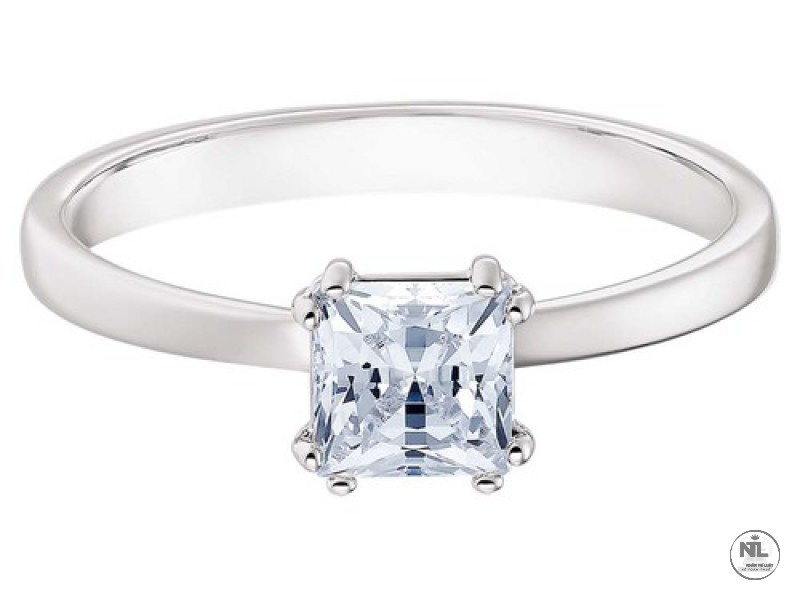 Nhẫn Swarovski Attract Ring, Square Cut Crystal, White, Rhodium Plated