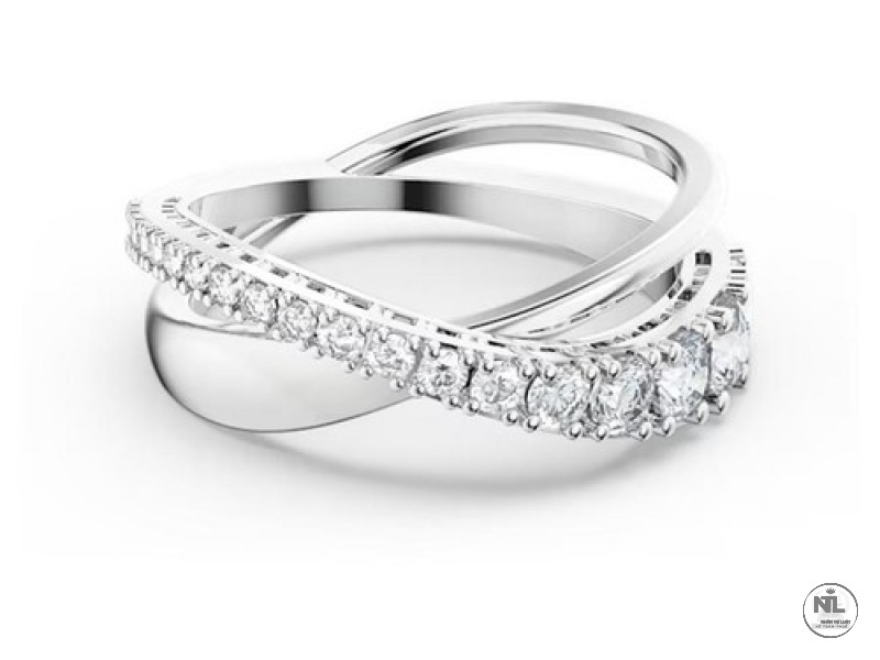 Nhẫn Swarovski Twist Ring White, Rhodium Plated 