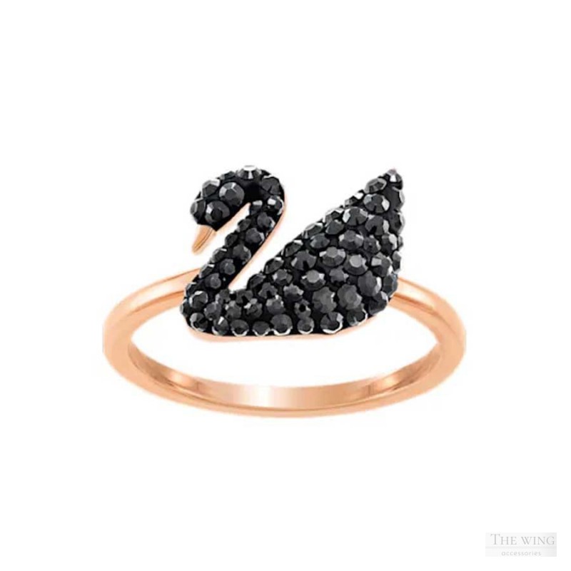 Nhẫn Swarovski Iconic Swan Ring, Black, Rose 