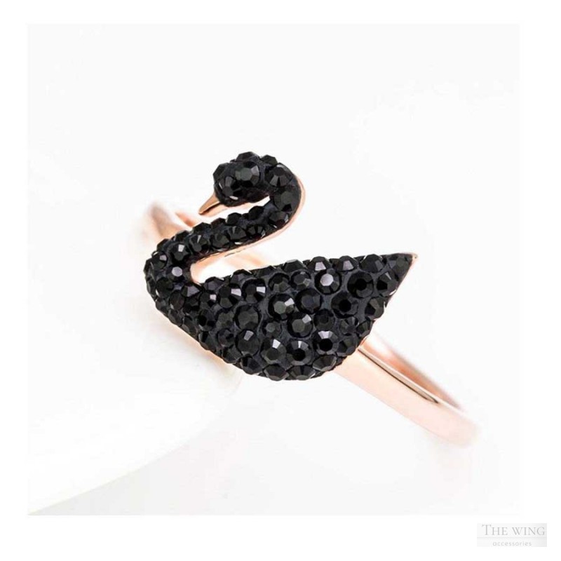 Nhẫn Swarovski Iconic Swan Ring, Black, Rose 